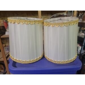 Vintage Pleated Lamp Shades 12.5” Empire Style Table Lamp Off White Fabric SILK